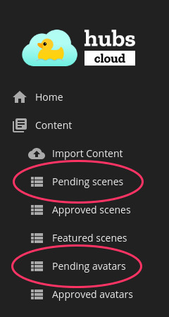 Hubs Cloud Pending Queue Menu