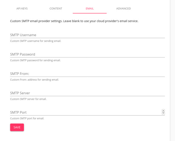 Hubs Cloud SMTP Settings